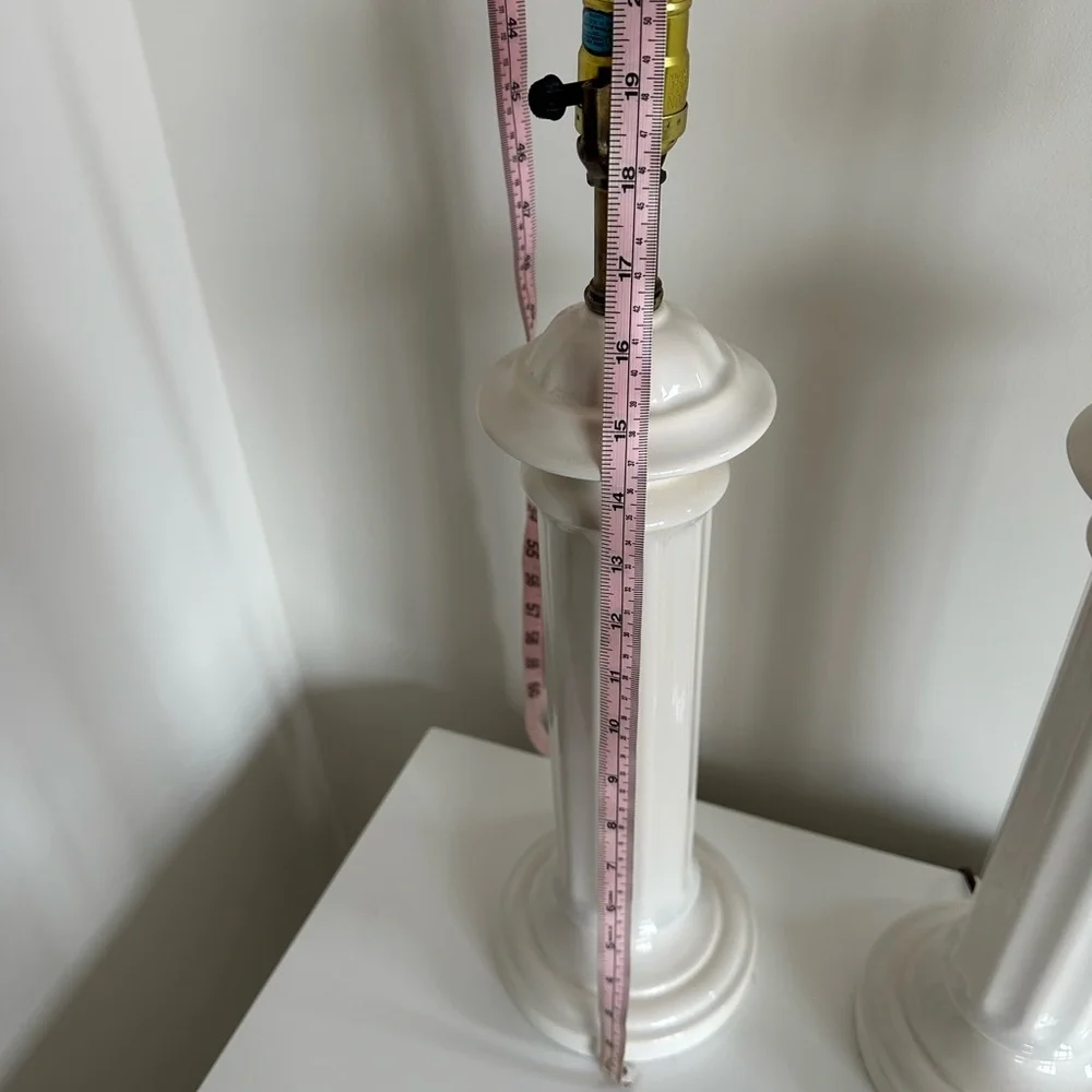 Elegant White Ceramic/Porcelain Column Table Lamps - Picture 6 of 7